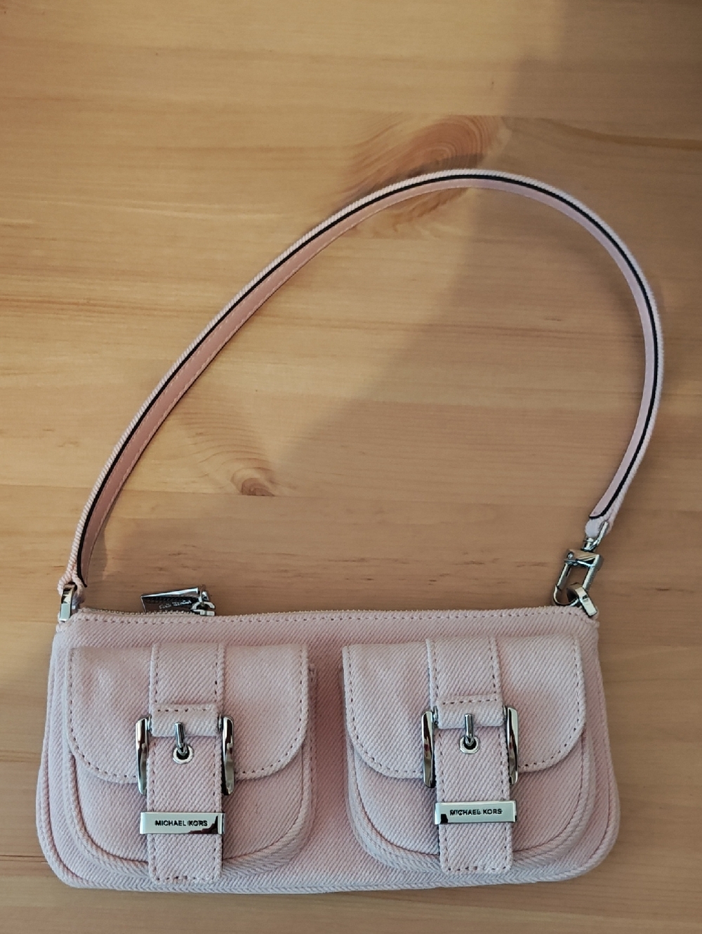 Michael Kors Blush Pink Shoulder Bag with Buckle Pockets